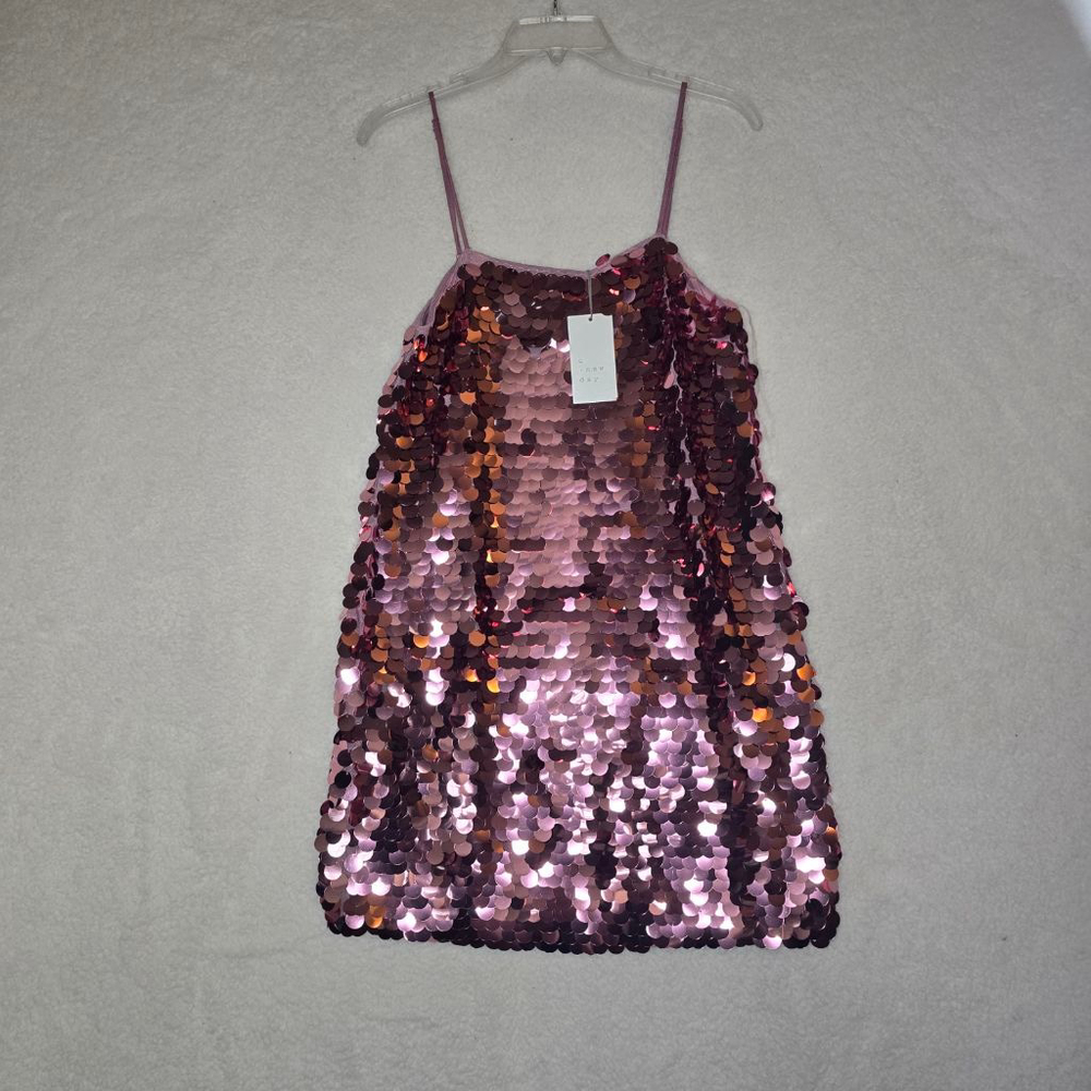A New Day Pink Sequin Mini Dress Women’s S NWT Sparkly Party Holiday Slip Dress
